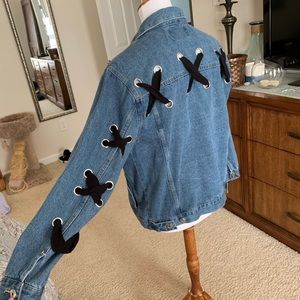Oversized Denim Jack w/ Ribbon Weaving